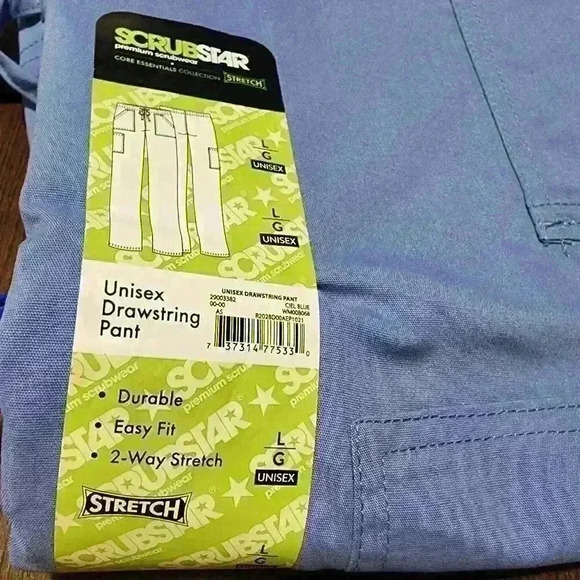 NWT Unisex Scrubstar Core Essentials Scrub Pants Drawstring Tie Size L, 3XL Blue - Picture 6 of 10